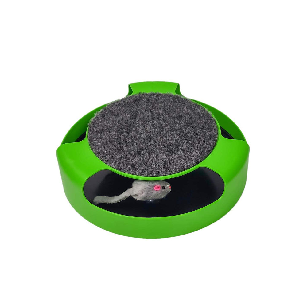 All4pets Catch The Mouse Cat Scratcher Toy with a Running Mice and a Scratching Pad for Cats & Kittens (Colour May Vary)